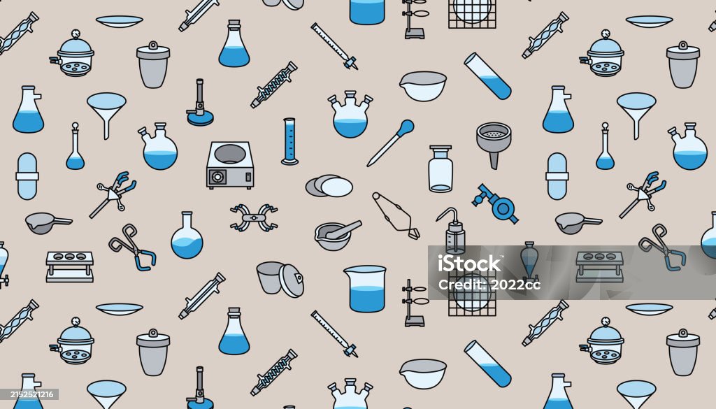 Seamless Pattern With Laboratory Equipment Stock Illustration ...