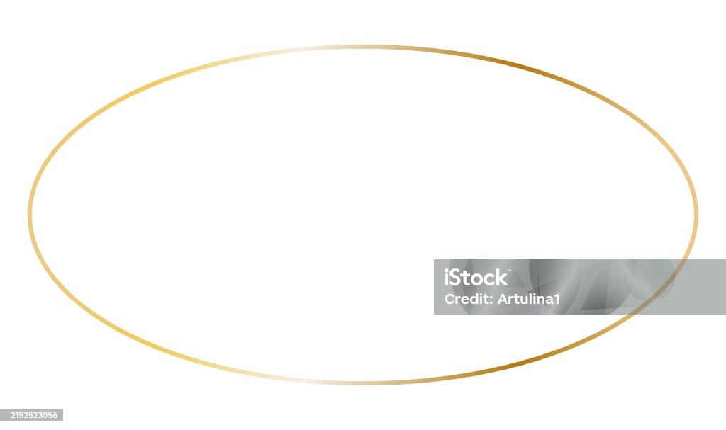 Shape Gold Ellips Gold Ellipse Horizontal Frame Vector Outline Thin Oval Aesthetic Border ...