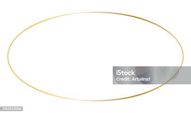 Shape Gold Ellips Gold Ellipse Horizontal Frame Vector Outline Thin Oval Aesthetic Border ...