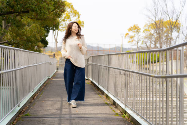 A woman having fun taking a walk