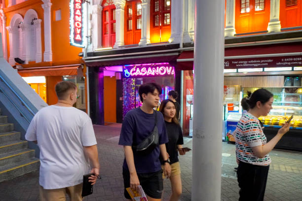 Singapore, Singapore - November 10, 2023: Streets of Singapore, Chinatown