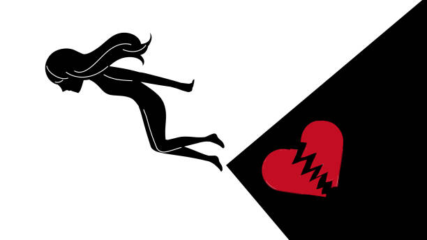 istock Silhouette material of a suicide image of a woman with a broken heart 2152540023