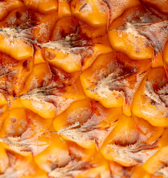 Orange peel of a ripe pineapple as an abstract background. Texture.