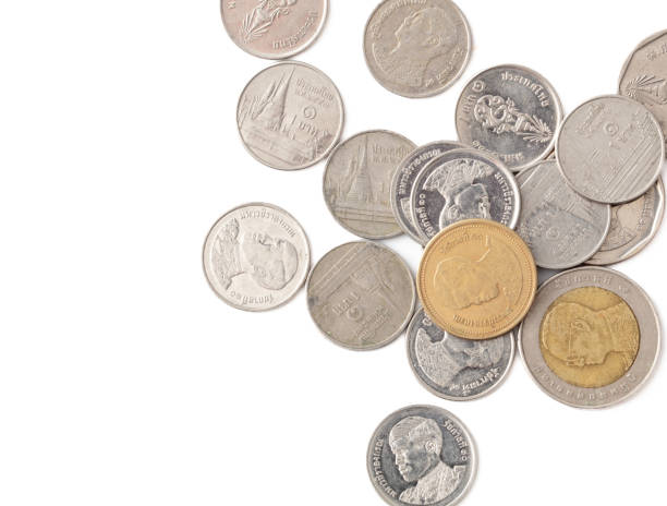 istock Thailand coins isolated on white background. Close-up 2152545027