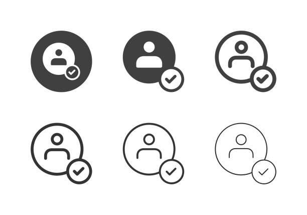stockillustraties, clipart, cartoons en iconen met confirm identity icons - multi series - onboarding