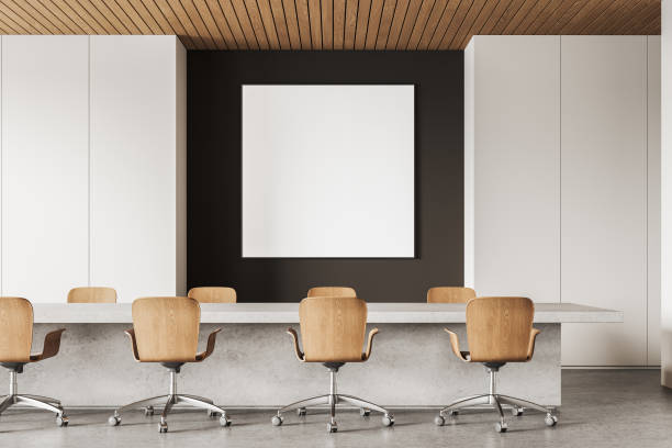 istock Modern office coworking interior with workplace and seats, mockup frame 2152552777