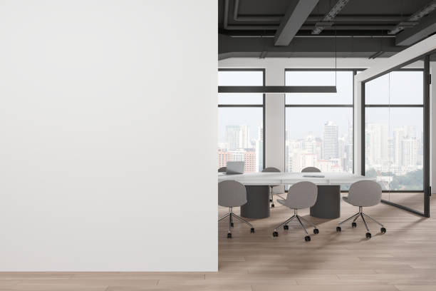 Narrow white rooms and wall materials.