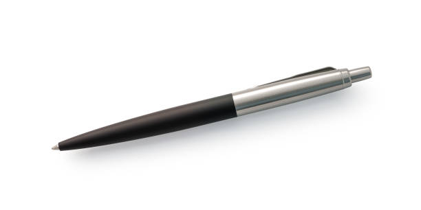 Sleek Classic Black and Silver Ballpoint Pen Isolated on a White Background
