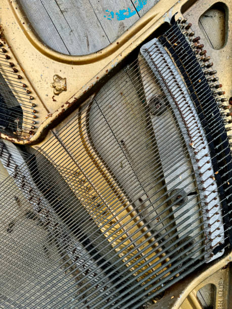 Abstract close up of strings on a piano