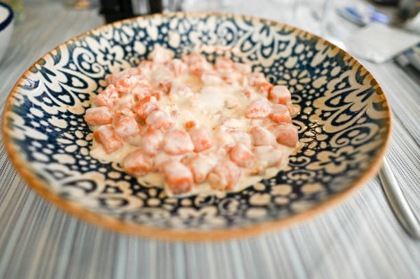 Gnocchi with vegetables on a plate