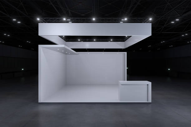 istock Exhibition stand for mockup and Corporate identity,Display design.Empty booth Design.Retail booth elements in Exhibition hall.booth Design trade show.Blank Booth system of Graphic Resources.3d Background for online Event,conference,live.3d render. 2152559881