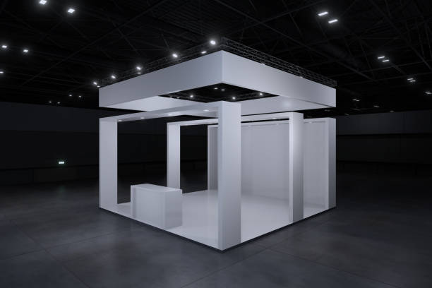istock Exhibition stand for mockup and Corporate identity,Display design.Empty booth Design.Retail booth elements in Exhibition hall.booth Design trade show.Blank Booth system of Graphic Resources.3d Background for online Event,conference,live.3d render. 2152559883