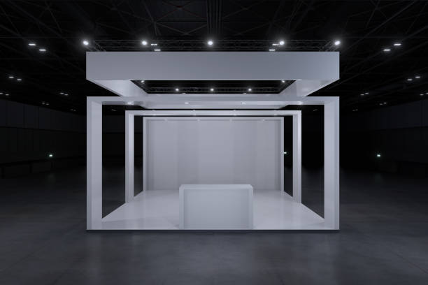 istock Exhibition stand for mockup and Corporate identity,Display design.Empty booth Design.Retail booth elements in Exhibition hall.booth Design trade show.Blank Booth system of Graphic Resources.3d Background for online Event,conference,live.3d render. 2152559884