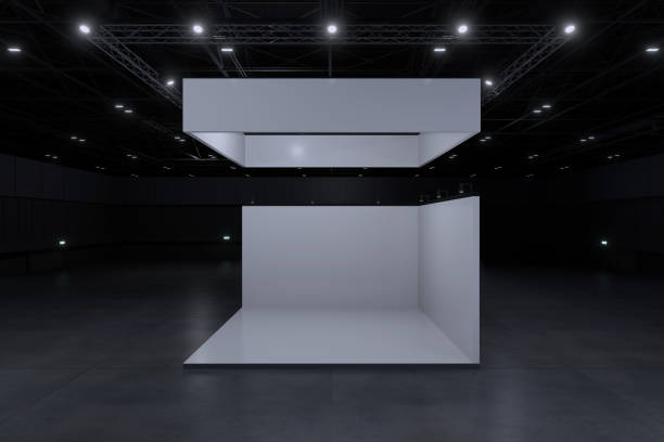 istock Exhibition stand for mockup and Corporate identity,Display design.Empty booth Design.Retail booth elements in Exhibition hall.booth Design trade show.Blank Booth system of Graphic Resources.3d Background for online Event,conference,live.3d render. 2152559890