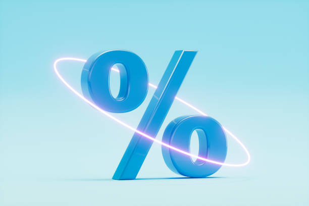istock Percentage Sign on Color Gradient Blue Background 2152562454