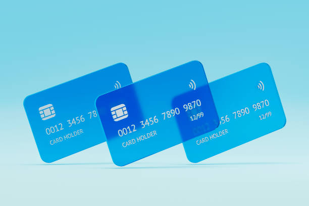 istock Credit cards on blue background 2152562475