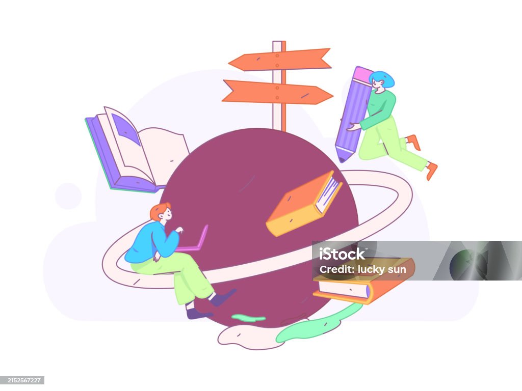 Education And Learning People Flat Vector Concept Hand Drawn ...
