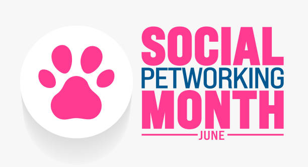 istock June is Social PETworking Month background template. Holiday concept. use to background, banner, placard, card, and poster design template with text inscription and standard color. 2152567237