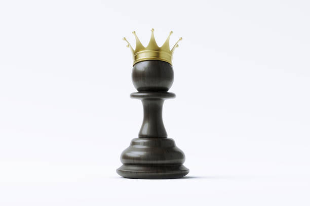 Golden king chess stand alone on red wood block. Strategy decision for marketing business with competitors company concept.