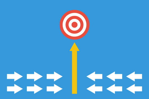 istock Small white and big yellow arrows. Team power business concept. Different vision. Successful startup vector illustration. 2152573460