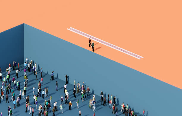 istock People Waiting For A Help In A Pit Below Two People And A White Ladder 2152573590