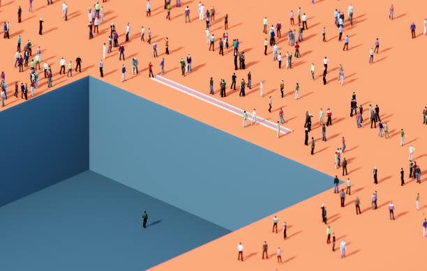 istock A Person Waiting For A Help In A Pit Below Crowd Of People And A White Ladder 2152573632