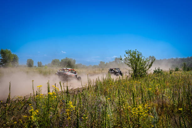 istock Hard ride UTV on sandy road. 4x4, extreme, adrenalin. 2152580249