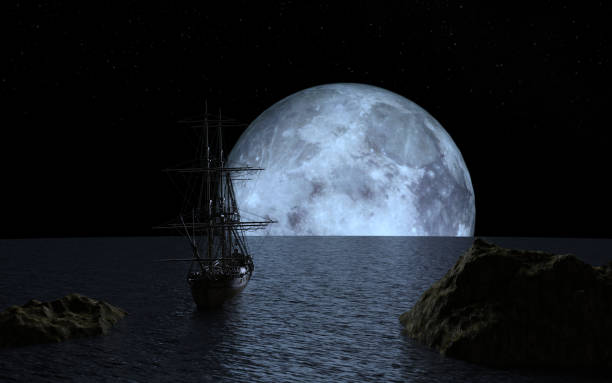 istock Sailboat at the full blue moon 2152586242