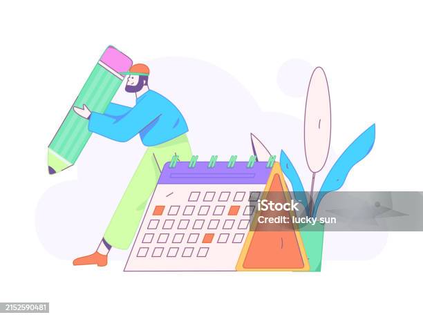Check Off Character Checkin Character Flat Vector Concept Operation Handdrawn Illustration ...