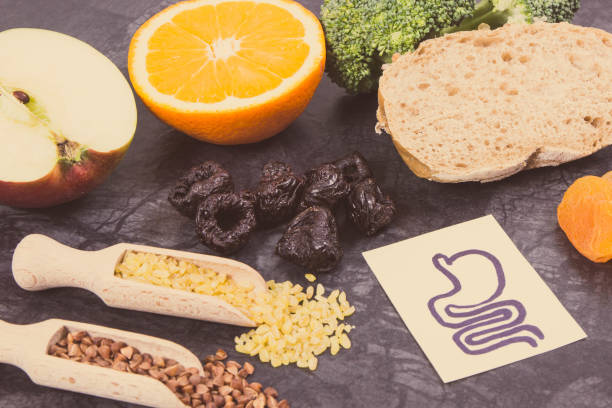 istock Beneficial eating for digestive system. Healthy ingredients containing vitamins and minerals 2152591892