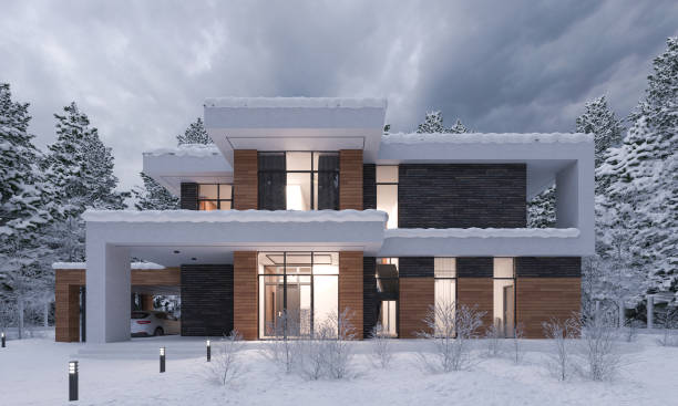 istock 3D visualization of the house in winter 2152593409
