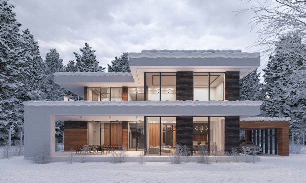 istock 3D visualization of the house in winter 2152593422