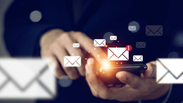 istock New email notification concept for business e-mail communication and digital marketing. Direct selling project in customer list business for email. email with notification alert on virtual screen. 2152596759