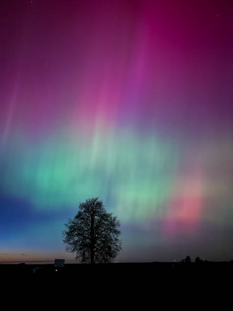 istock A beautiful green and red aurora dancing over the hills 2152610646