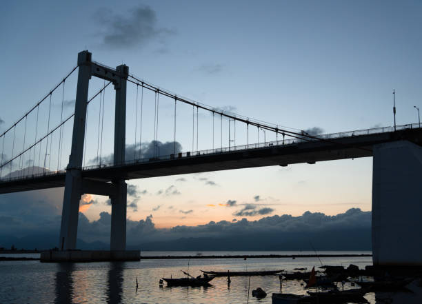 istock Sunset in Da Nang city looking over Thuan Phuoc Bridge 2152614157