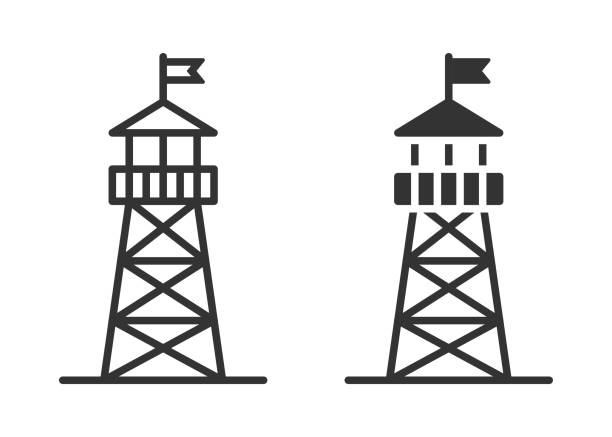 Watchtower icon isolated on a white background. Vector illustration. Watchtower icon isolated on a white background. Vector illustration prison watch tower stock illustrations