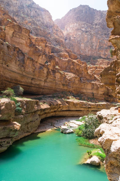 Oman Stunning landscapes in Oman - wadi shab wadi shab stock pictures, royalty-free photos & images