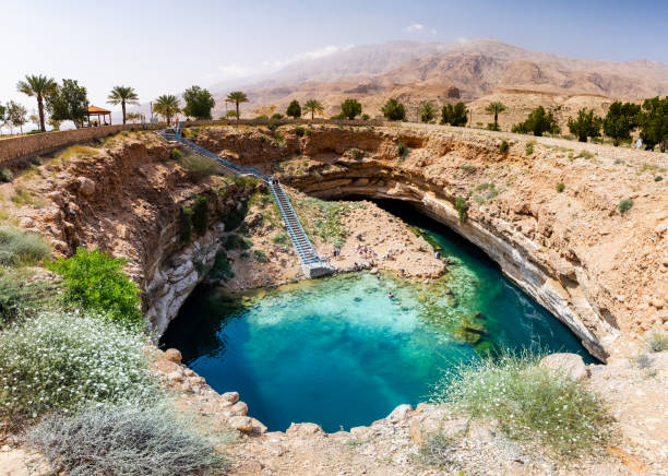 Oman Stunning landscapes in Oman - Bimmah Sinkhole wadi shab stock pictures, royalty-free photos & images