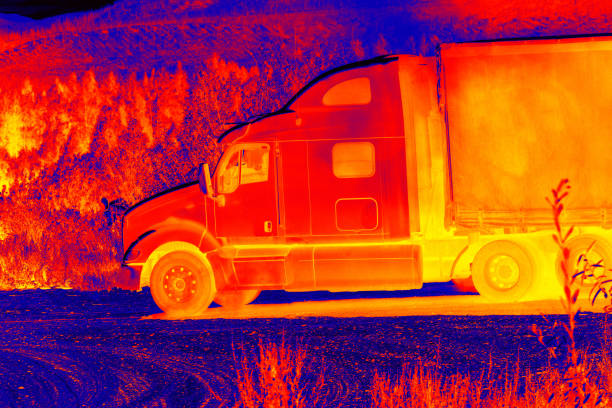istock Mountain-forest road. Trucks infrared 2152623786