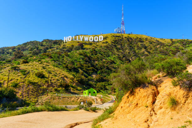 Los Angeles, California - April 11, 2024: Iconic Hollywood Sign Shines Brightly Against the Azure Sky