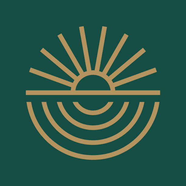 ilustrações de stock, clip art, desenhos animados e ícones de golden dawn logo embracing nature energy renewal - logótipo