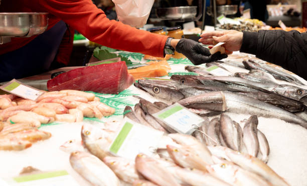 istock Selling fresh fish on the market 2152625586