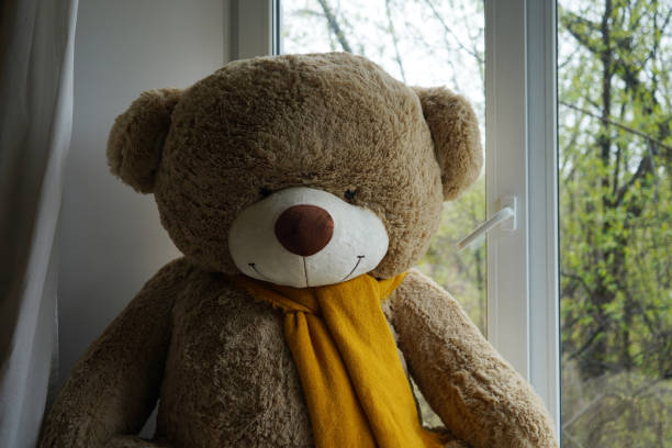istock Teddy bear sitting near the window. 2152625700