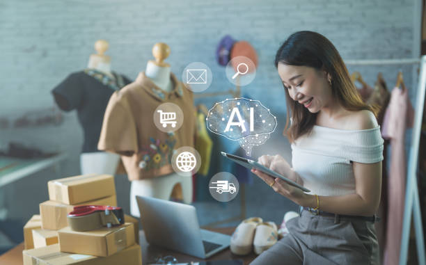 istock Technology and people concept women use AI to help work 2152627184