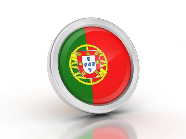 Portuguese Flag Icon - White Background - 3D Rendering
