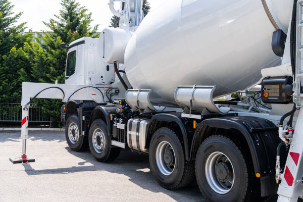 istock Truck-mounted concrete pump with mixer. 2152628747