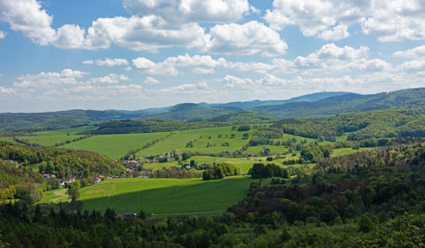 istock view from dragon stone mountain viewpoint near Eisenach over the western Thuringian Forest arround the village Mosbach 2152631903