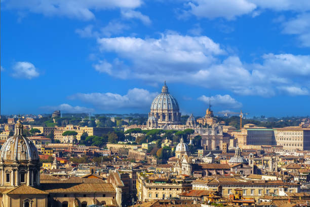 View of Rome with St. Peter's Basilica from Monument to Victor Emmanuel II, Rome, Italy