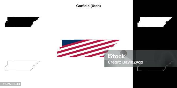 Garfield Counter Garfield County Outline Map Set Stock Illustration - Download Image Now ...