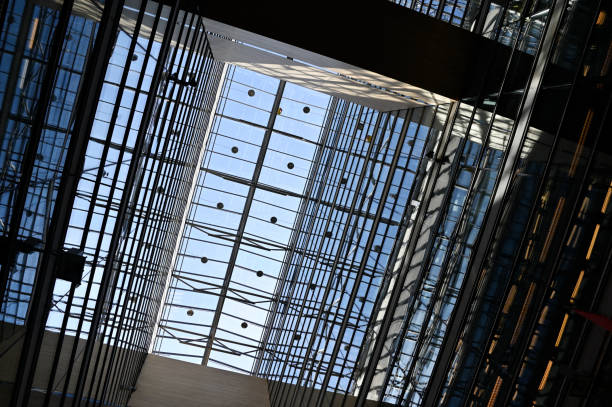 istock glass ceiling in a modern office building 2152636011